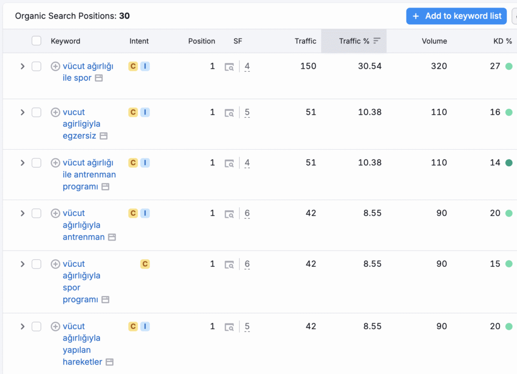 semrush anahtar kelime araştırması